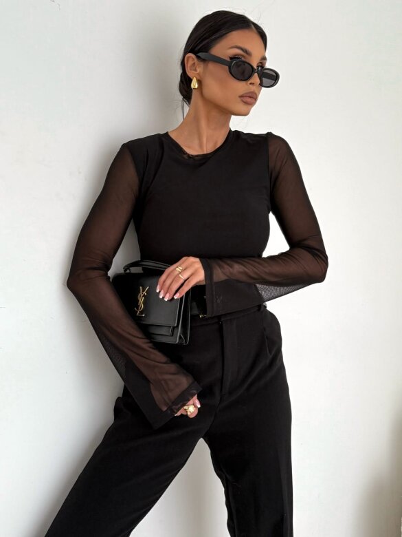 Bluzka Rona z siateczką czarna