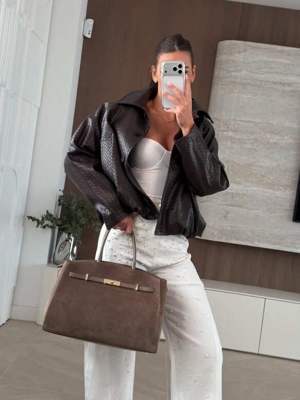 Torebka Verde skóra naturalna mocca