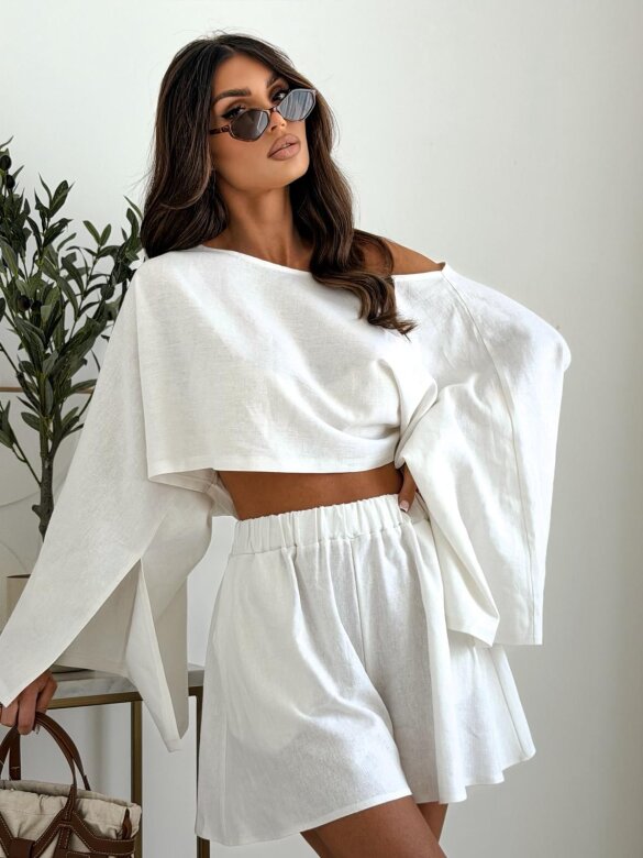 Komplet 2w1 Casual Chic lniany biały 