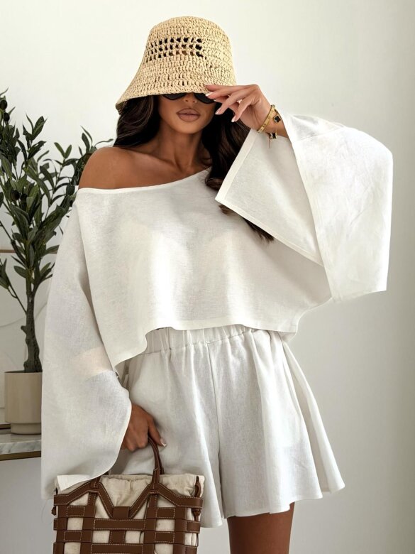 Komplet 2w1 Casual Chic lniany biały 