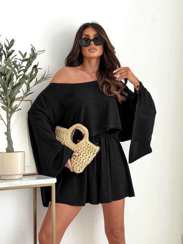 Komplet 2w1 Casual Chic lniany czarny 