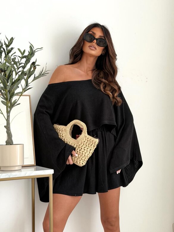 Komplet 2w1 Casual Chic lniany czarny 