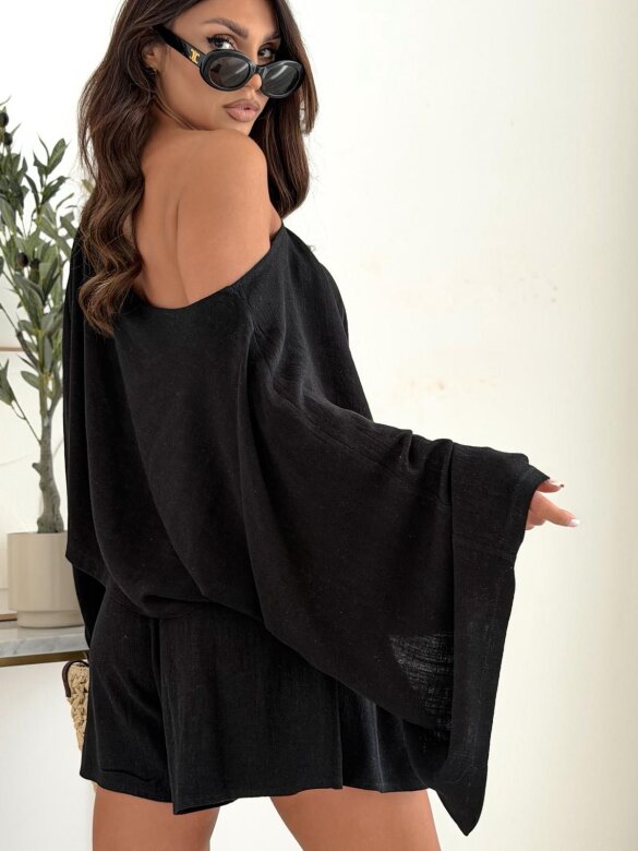 Komplet 2w1 Casual Chic lniany czarny 