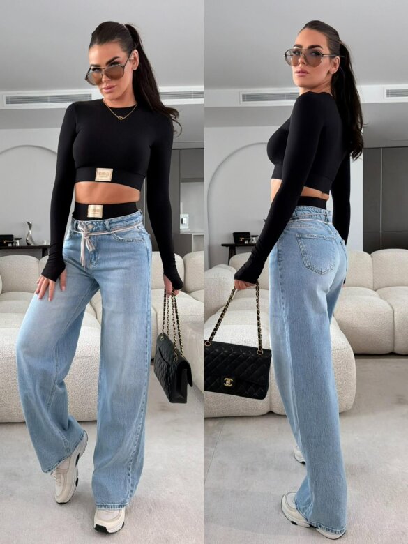 Spodnie Shani jeans baggy niebieskie