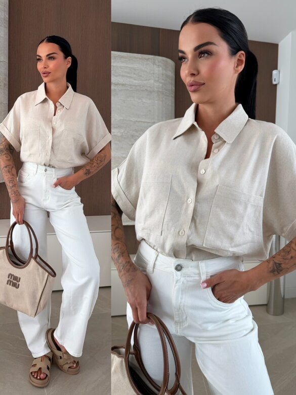 Shirt Saviera linen light beige