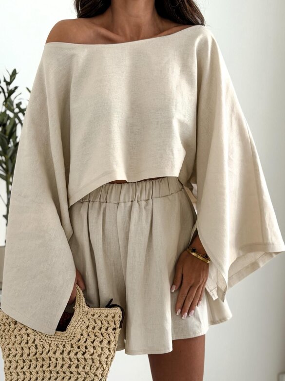 Komplet 2w1 Casual Chic lniany beżowy 