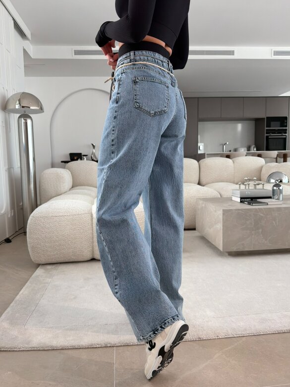 Spodnie Opiro jeans baggy niebieskie