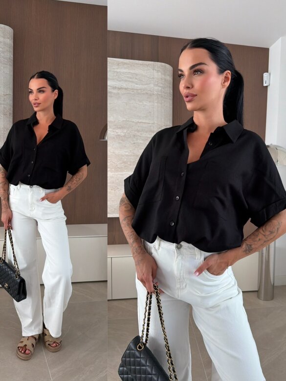 Shirt Saviera linen black