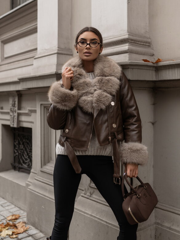 Kurtka Hamar eko skóra brązowa