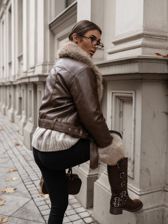 Kurtka Hamar eko skóra brązowa