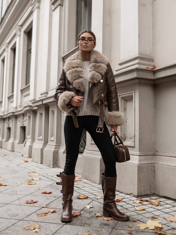 Kurtka Hamar eko skóra brązowa