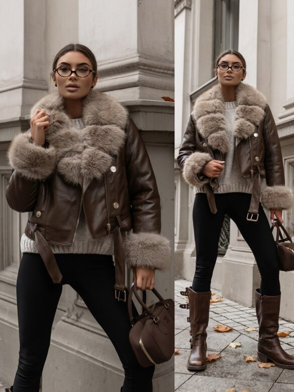 Kurtka Hamar eko skóra brązowa