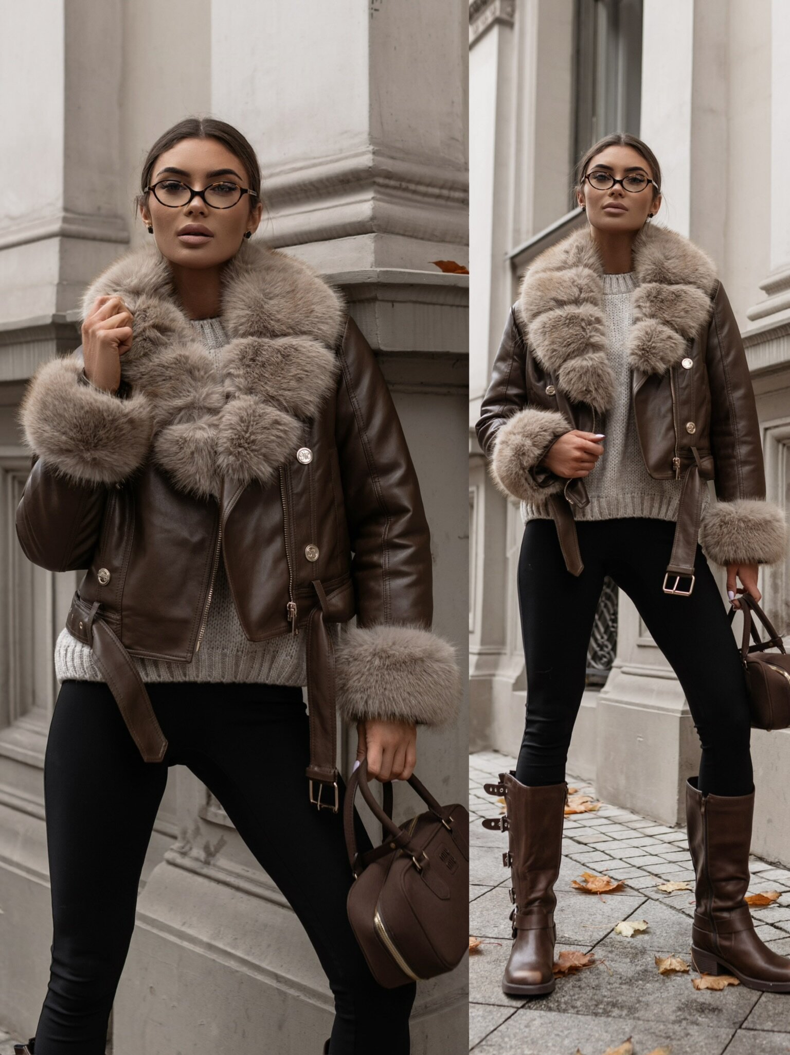 Kurtka Hamar eko skóra brązowa