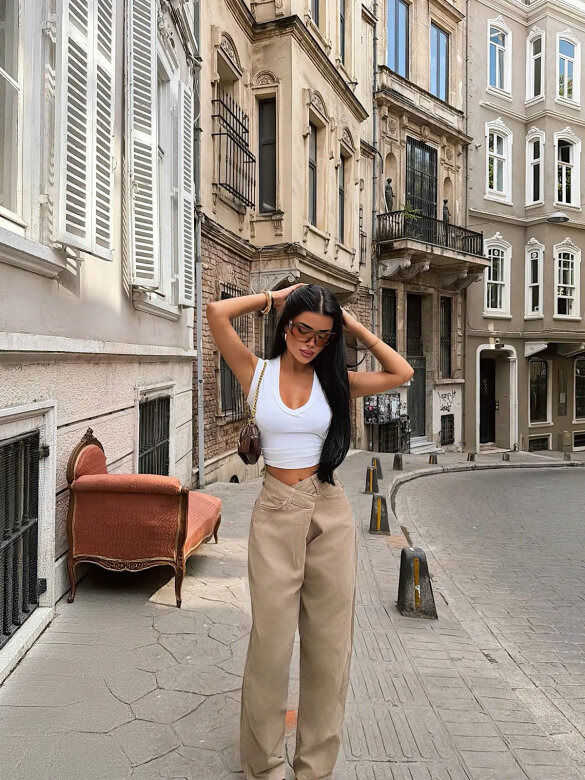 Spodnie Maise jeans beżowe 
