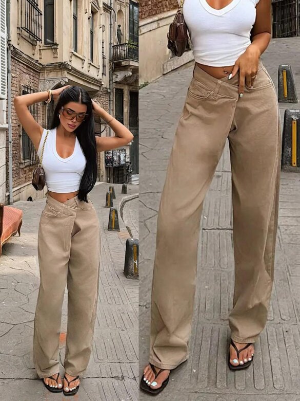Spodnie Maise jeans beżowe 