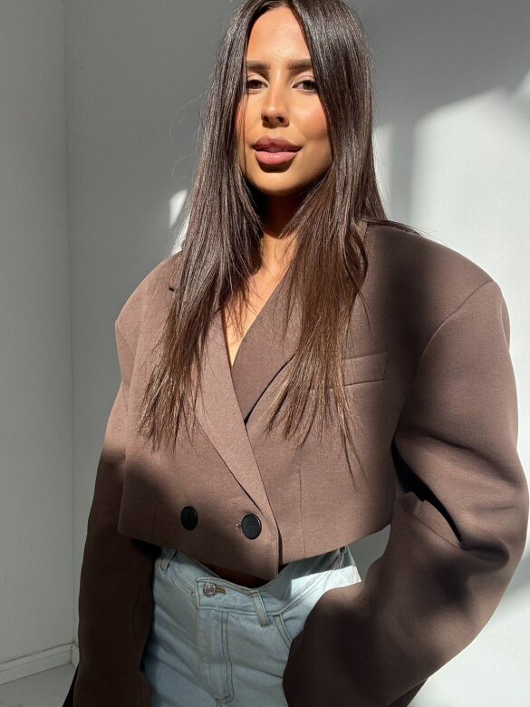 Marynarka Pandore short bawełniana czekoladowa