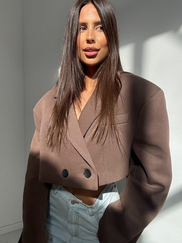 Marynarka Pandore short bawełniana czekoladowa