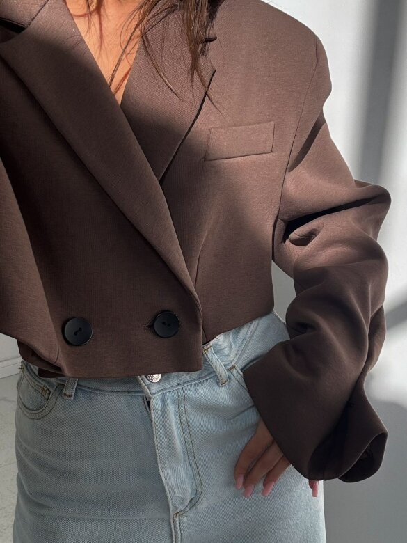 Marynarka Pandore short bawełniana czekoladowa