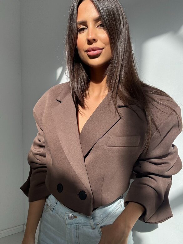 Marynarka Pandore short bawełniana czekoladowa