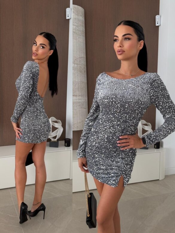 Dress Selya with sequins petite grey-silver