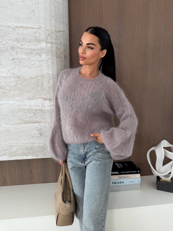 Sweter Jeffrey z moherem 80% brudny róż