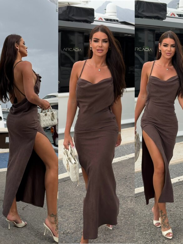 Sukienka Paulli z wiskozą czekoladowa 