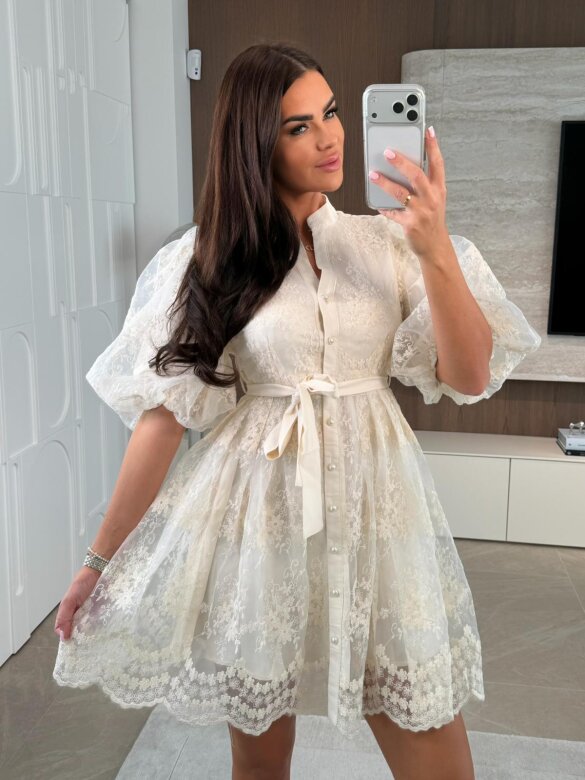 Sukienka Isabell tiulowa mini ecru