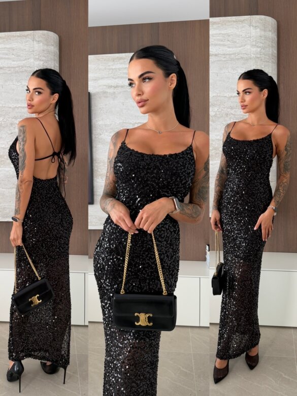 Sukienka Lacey z cekinami czarna