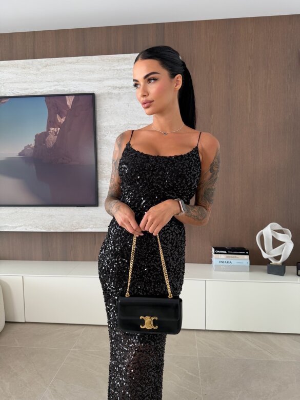 Sukienka Lacey z cekinami czarna