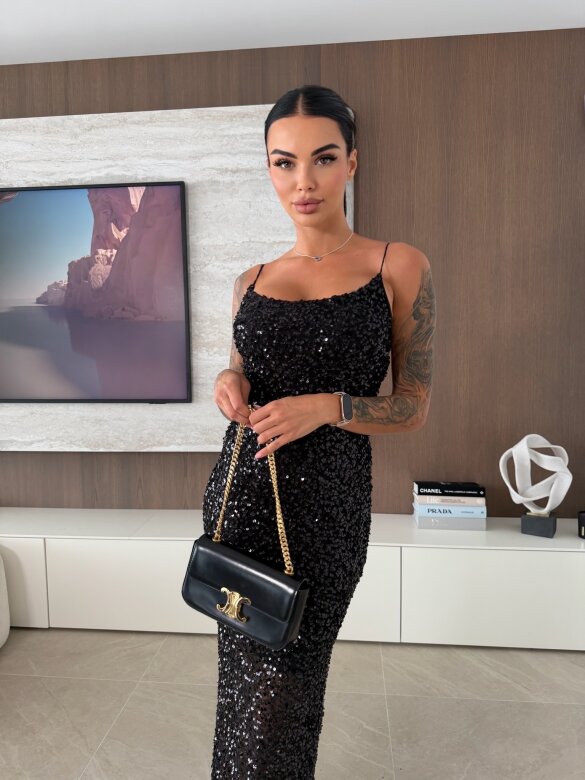 Sukienka Lacey z cekinami czarna