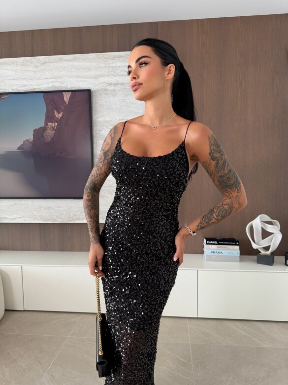 Sukienka Lacey z cekinami czarna