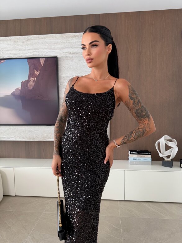 Sukienka Lacey z cekinami czarna
