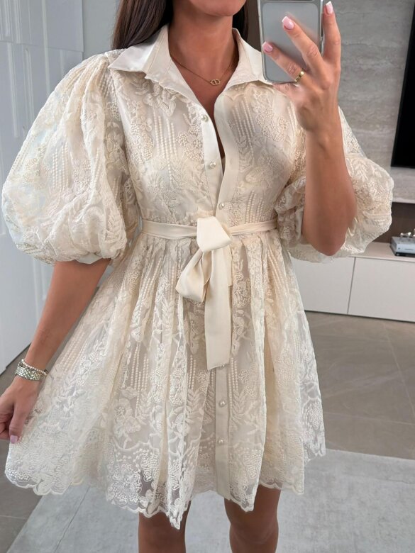 Sukienka Elisabetta tiulowa mini ecru