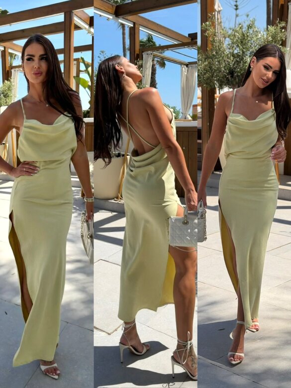 Sukienka Paulli z wiskozą matcha 