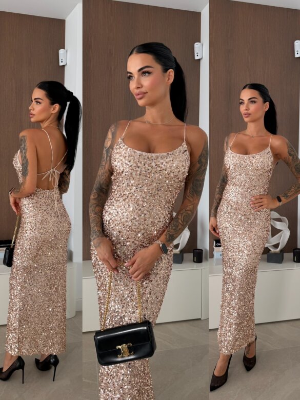 Sukienka Lacey z cekinami złota 