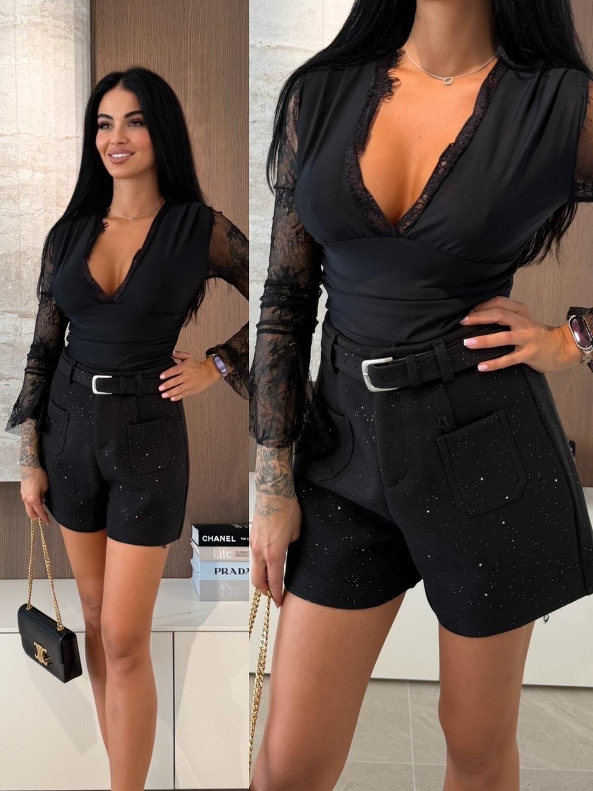 Spodenki Lucero z brokatem czarne