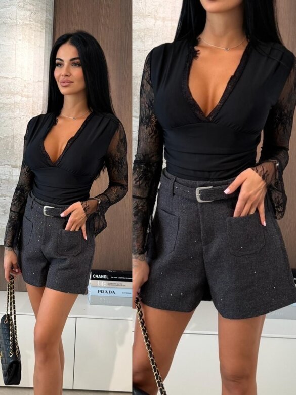 Spodenki Lucero z brokatem grafitowe 