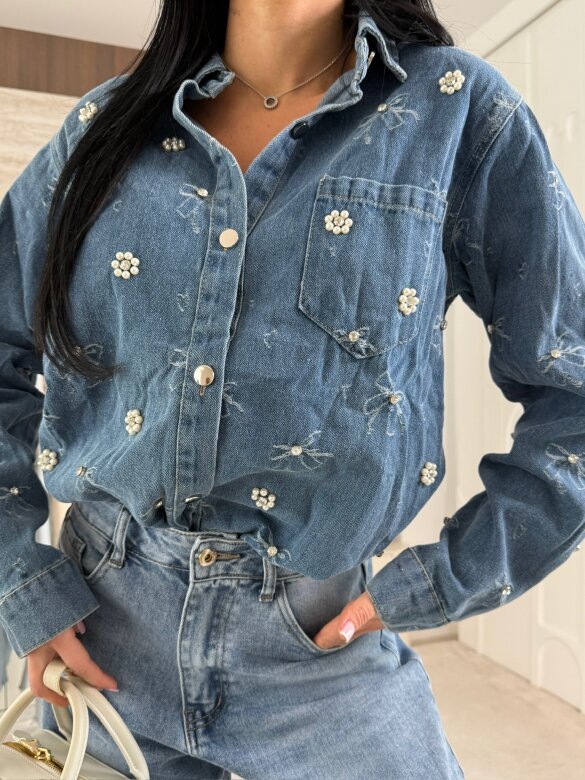 Koszula Adrienn jeans niebieska