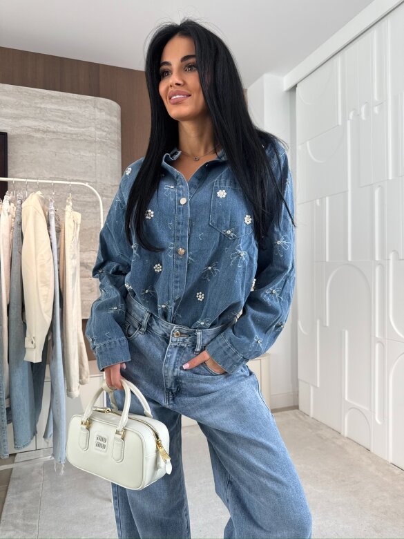 Koszula Adrienn jeans niebieska