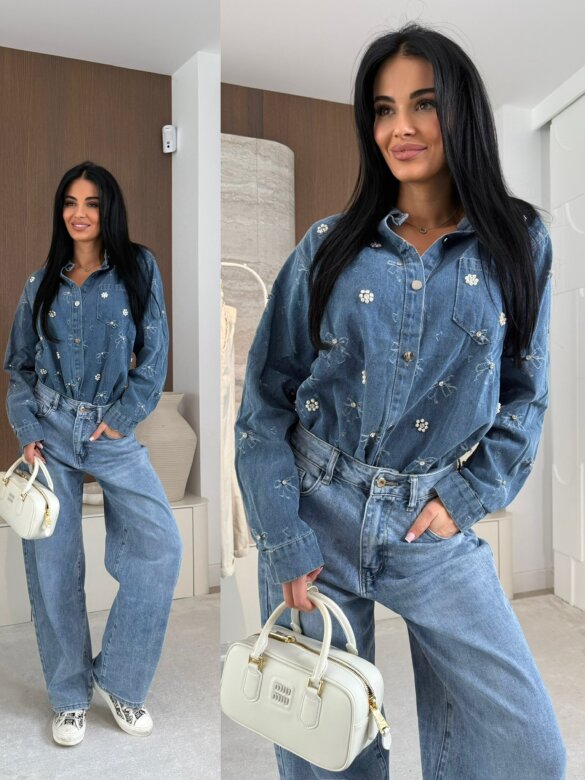 Koszula Adrienn jeans niebieska