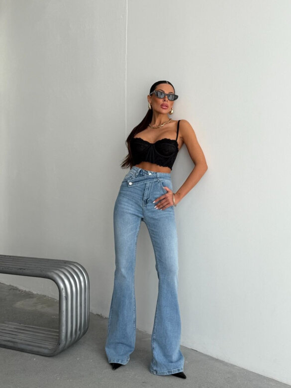 Spodnie Clifton dzwony jeans niebieskie