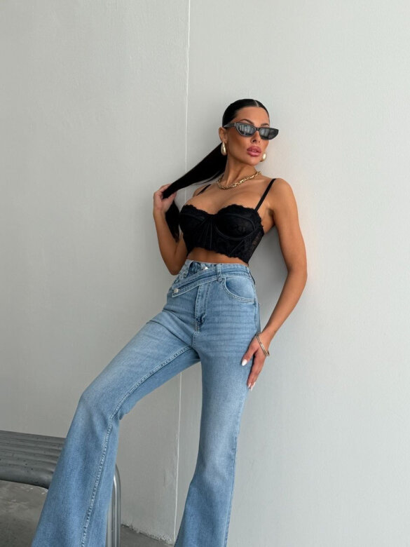 Spodnie Clifton dzwony jeans niebieskie