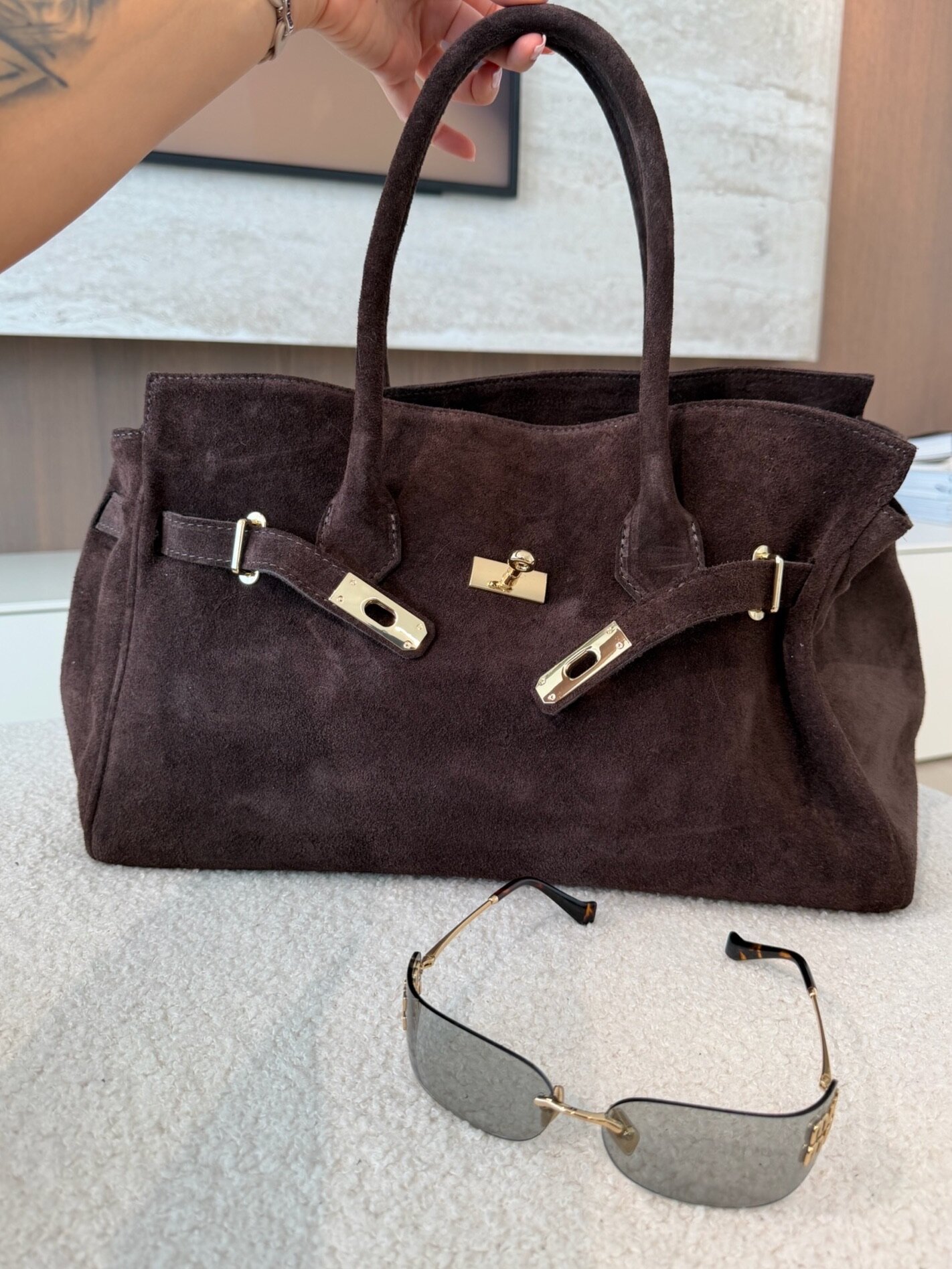 Torebka Lillias skóra naturalna czekoladowa