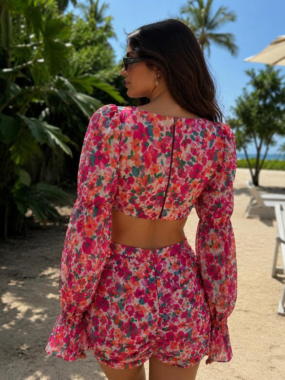 Dress Elvella with viscose pink-white