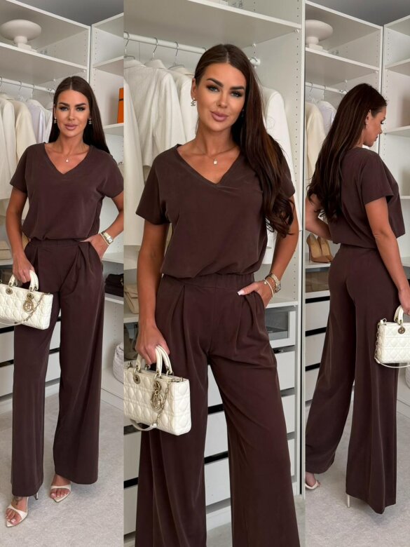 Komplet 2w1 Luno z wiskozy czekoladowy 