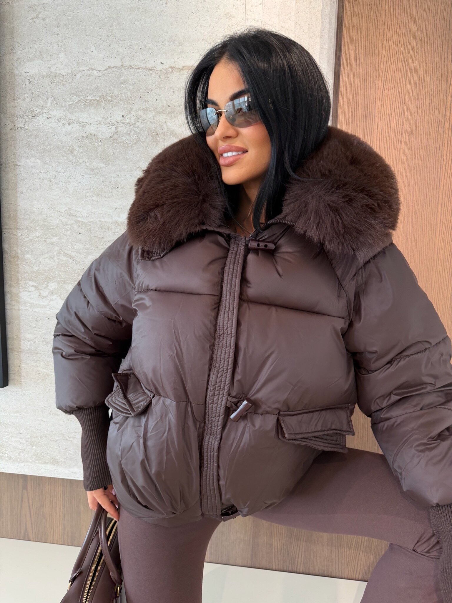 Kurtka Landry czekoladowa