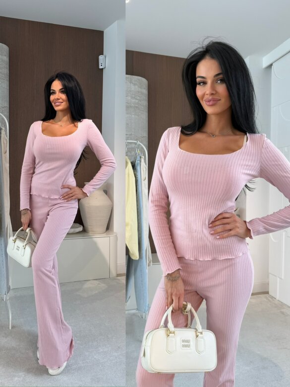 Komplet 2w1 Rayas pudrowy 