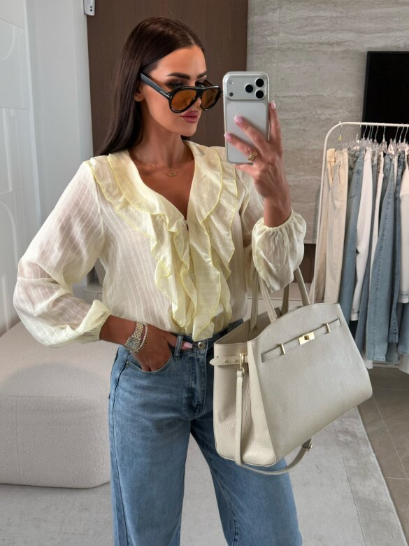 Koszula Ruffle w paski żółta 