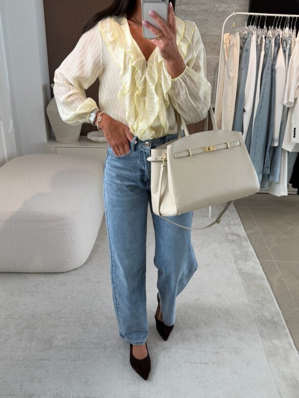 Koszula Ruffle w paski żółta 