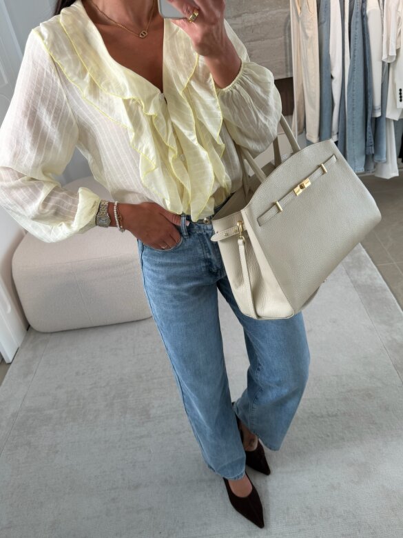 Koszula Ruffle w paski żółta 